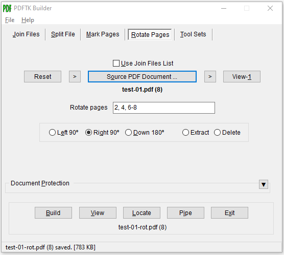 PDFTK Builder Rotate Pages Screenshot